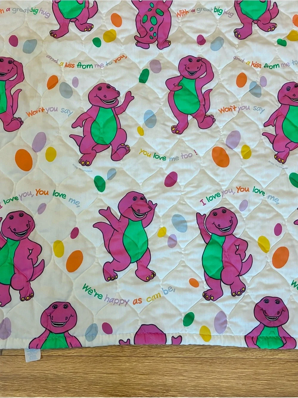 Vintage Barney Dinosaur Dream Baby Crib Blanket Y2K I Love You  54” X 41”